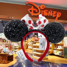 Disney  Parks White Bow Red Polka Dot Minnie Mouse Ears Headband NEW