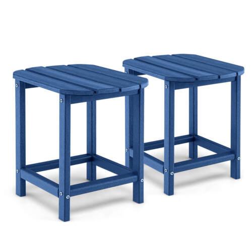 2 PCS 18" Patio Adirondack Side Table Weather Resistant HDPE Garden Navy