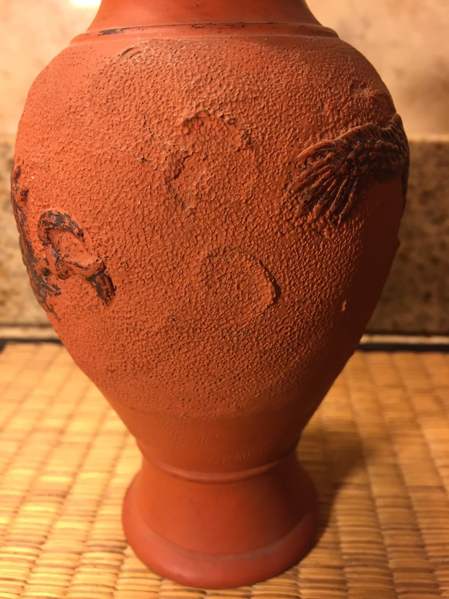 Antique Chinese Terracotta Yixing Zisha Red Clay Vase 6 1/4 Tall