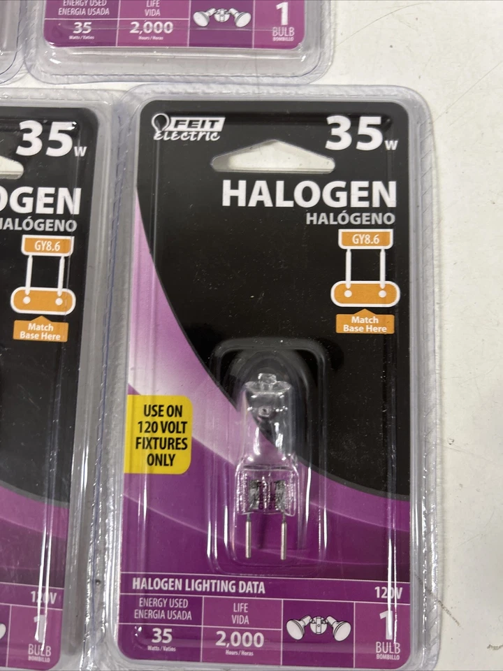 (5) Feit 35 Watt Lightning Data Clear Bulb Dimmable BPQ35 GY8.6 Base 120V #k3 - Image 2 of 3