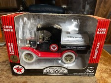 TEXACO 1912 Ford Model-T OIL Tanker Coin Bank w/ Key Diecast Gearbox Collectible