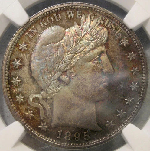 1895 BARBER LIBERTY HEAD SILVER HALF DOLLAR GORGEOUS MONSTER TONING *NGC MS 65*