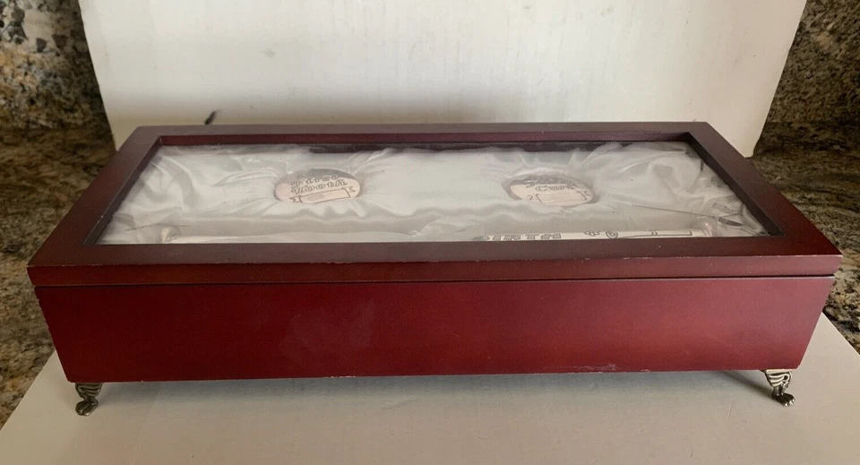 Caja de música de recuerdo y primer rizo plateado para bebé y certificado de primer diente y brith Foto 2 de 4