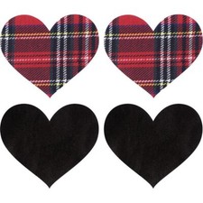 Peekaboo Schoolgirl Plaid Red Black Nipple Pasties Self Adhesive Covers