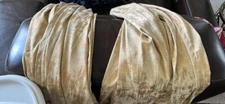 Set of 2 West Elm Gold and Silver VELVET UNLINED Light-filtering  Curtains.