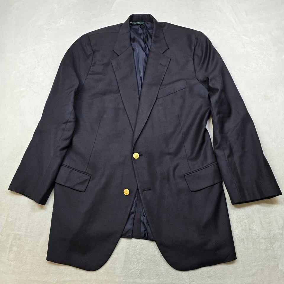 VTG Brooks Brothers Loro Piana Wool Blazer Mens 40R Navy Blue w/Gold Buttons USA - Image 2 of 4