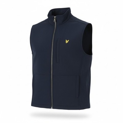 LYLE & SCOTT Men Waistcoat M Dark Blue Soft Shell Zip High Neck Lightweight *