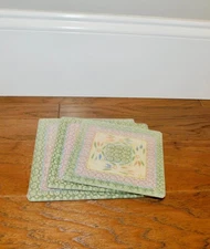 LOT 3 Temptations by Tara Old World Confetti Tempered Glass Trivet Hot Plate NEW