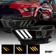 Fit 2015-2022 Ford Mustang Smoke Projector Headlights Switchback Sequential LED