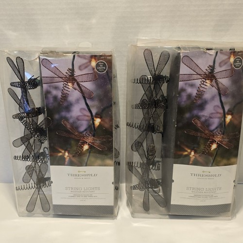 2 Threshold Dragonfly String Lights 10 Count Indoor Outdoor Weather ...