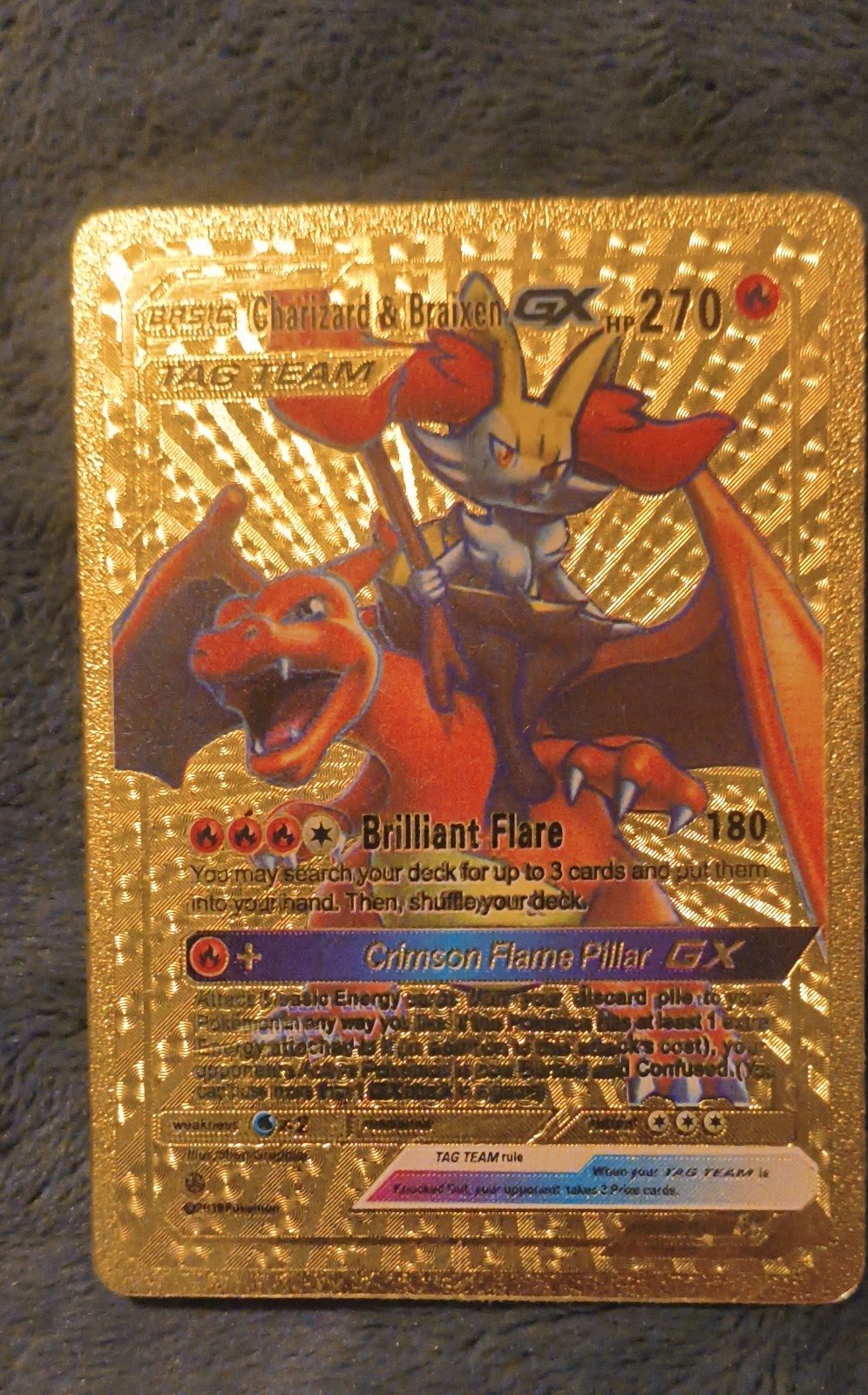 Charizard & Braixen GX (Full Art) 212/236 Sm-Cosmic Eclipse Holo