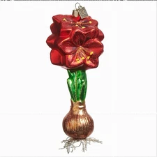 New Eric Cortina Glass Red Amaryllis Bulb Ornament 4553111 Free Shipping