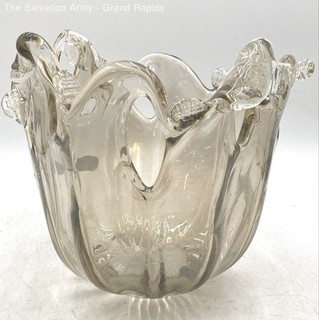 Murano White Crystal Splash Handmade Decorative Centerpiece Bowl