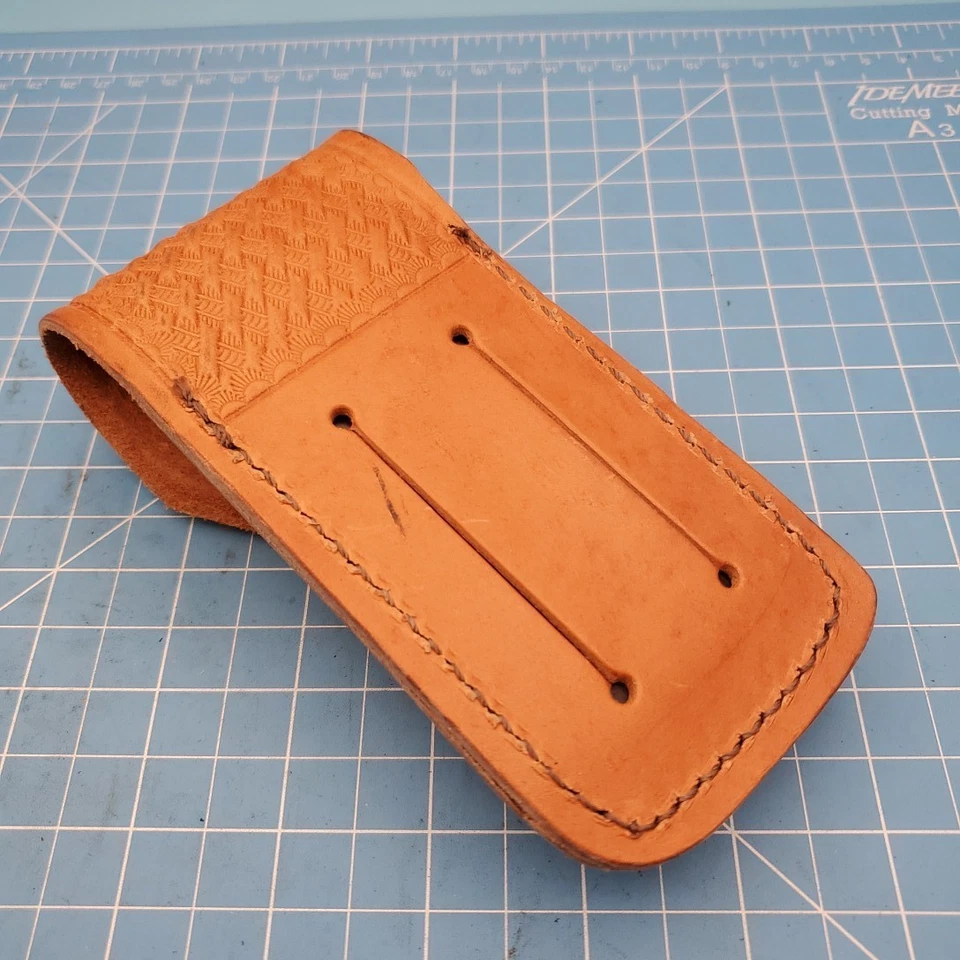 VTG Case XX Changer Knife Sheath Brown Leather Lockback Basket Weave 6"x5.25" - Image 4 of 4