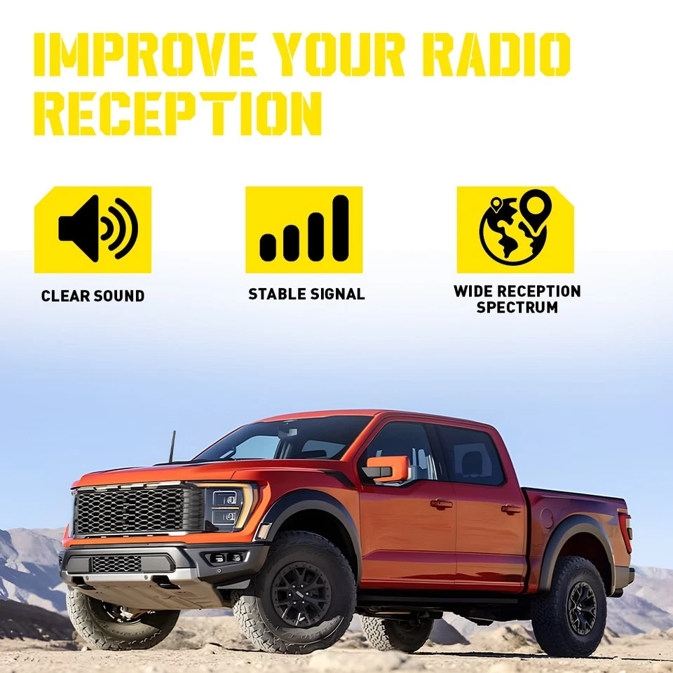 para FORD F-250-F750 1997-2016 Nuevo 7" Antena Corta Negro Mástil Radio AM/FM Foto 3 de 4