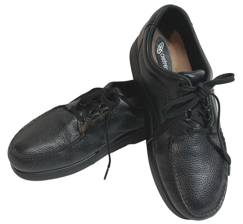 EUC SAS pebbly black leather men’s ortho walking shoe, Aetrex memory foam, 10.5M