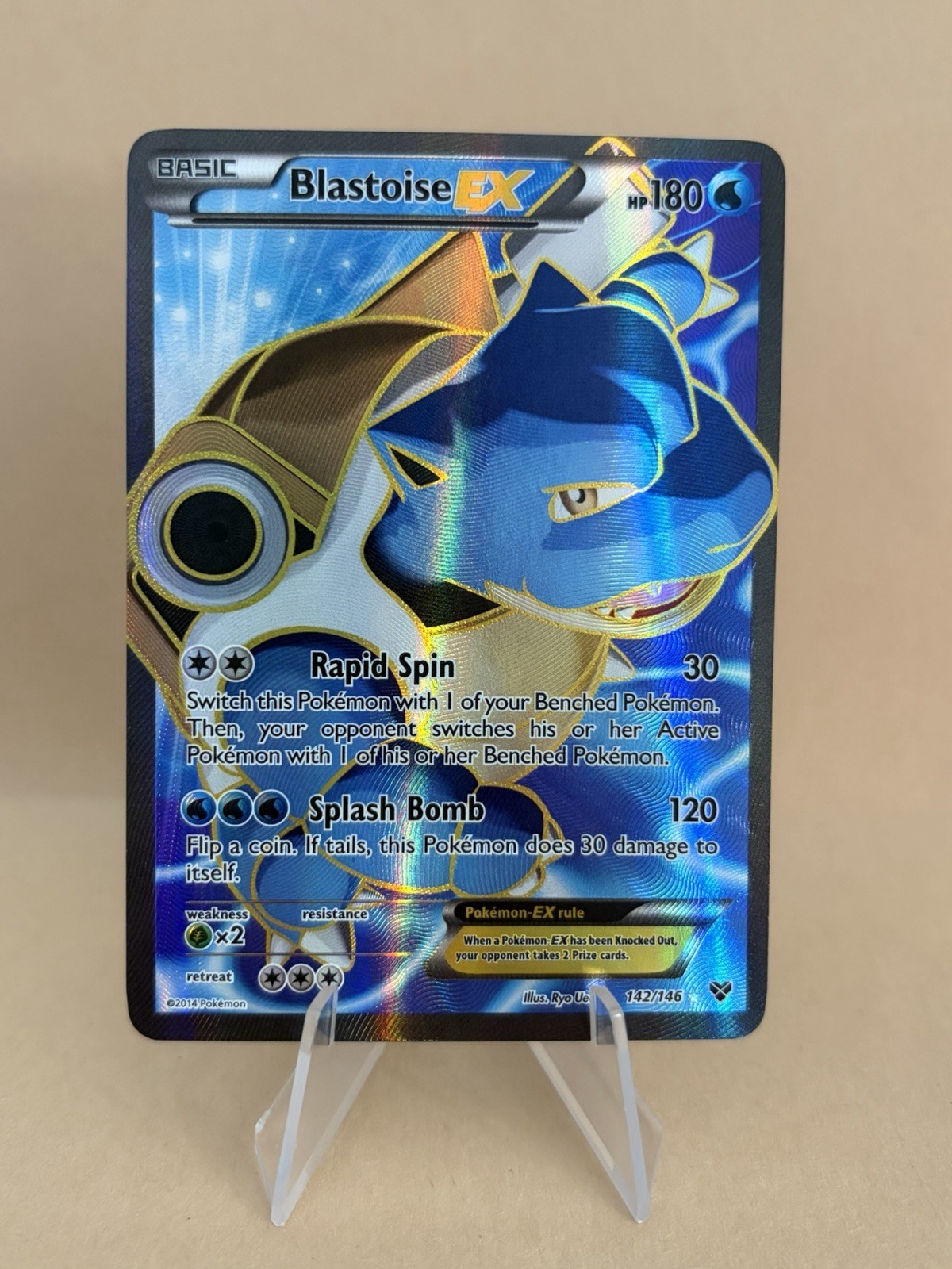 2014 Pokemon TCG XY Base Set Blastoise EX Full Art Ultra Rare 142/146 NM