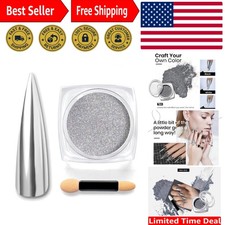 Sliver Chrome Nail Powder, Mirror Metallic Effect Salon Nail Glitter Manicur...