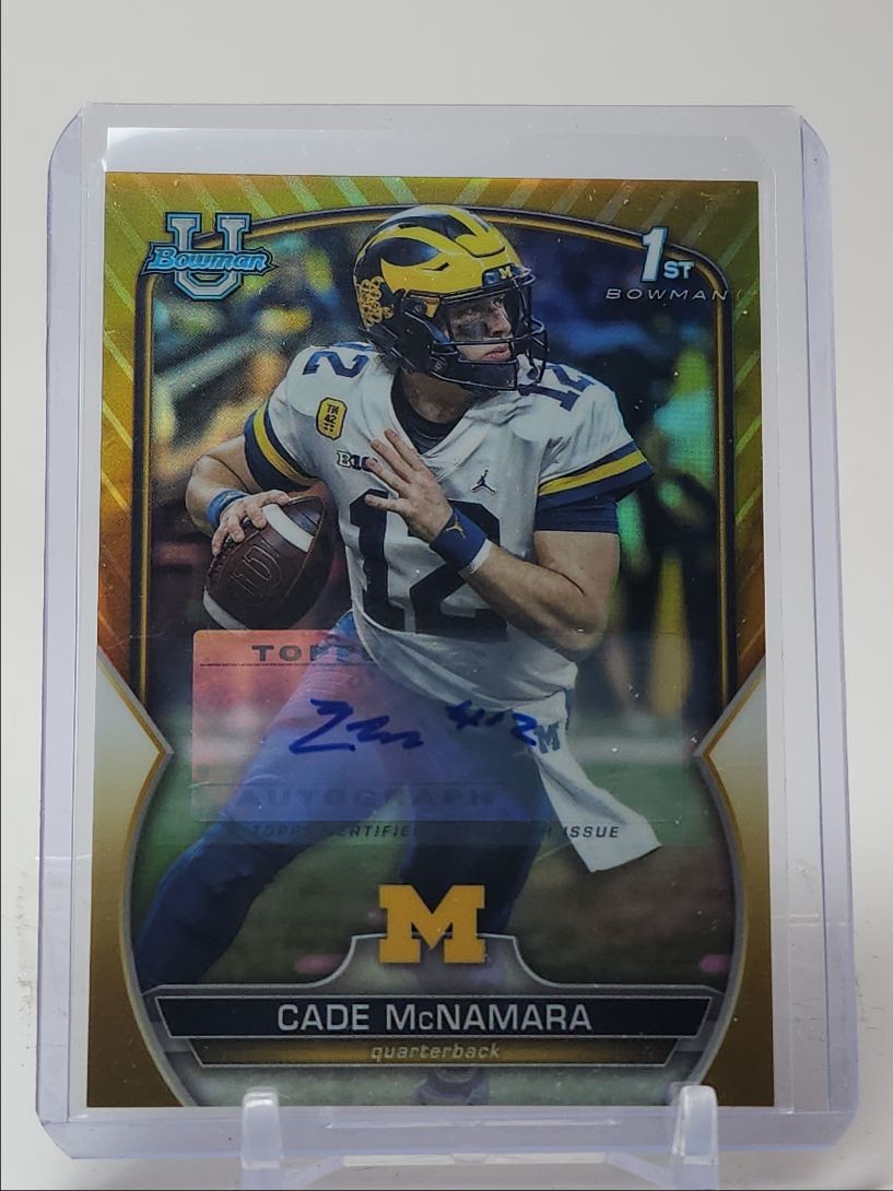 CADE MCNAMARA 2022 BOWMAN UNIVERSITY CHROME 1ST GOLD REFRACTOR AUTO /50 Q5708