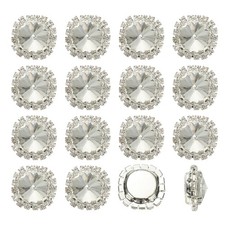 16Pcs Rhinestone Buttons, Flatback Sew on Rhinestones, White