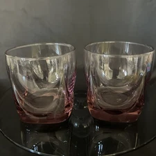 Set of 2 Vintage Libby Imperial Plum Double Old Fashion-Lowball-Cocktail Glasses
