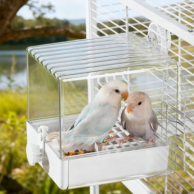 Haustier Vogeltränke Box Papagei Badewanne Käfig Zubehör einfach zu bedienen transparent hängend