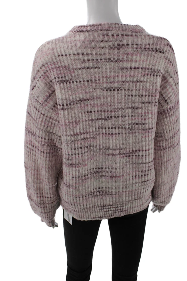 Splendid Womens Long Sleeves Crew Neck Sweater Purple White Size Extra Small - Image 3 of 4