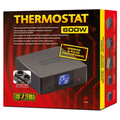 Exo Terra Thermostat Doppelsteckdose 600W für Terrarien, präzise Steuerung - Bild 1 von 3
