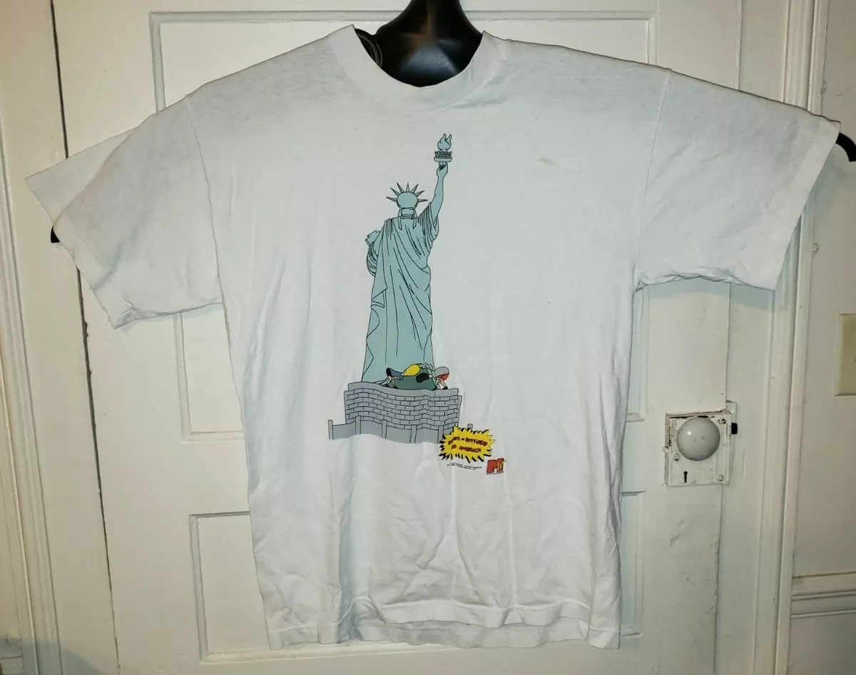 Vintage 1996 Beavis And Butthead T Shirt Size XL 90s NYC Statue Of Liberty MTV