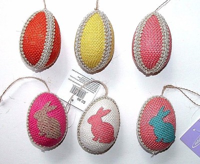 NWT NEW Easter Egg Ornament Holiday Home Orange Yellow Salmon Pink White