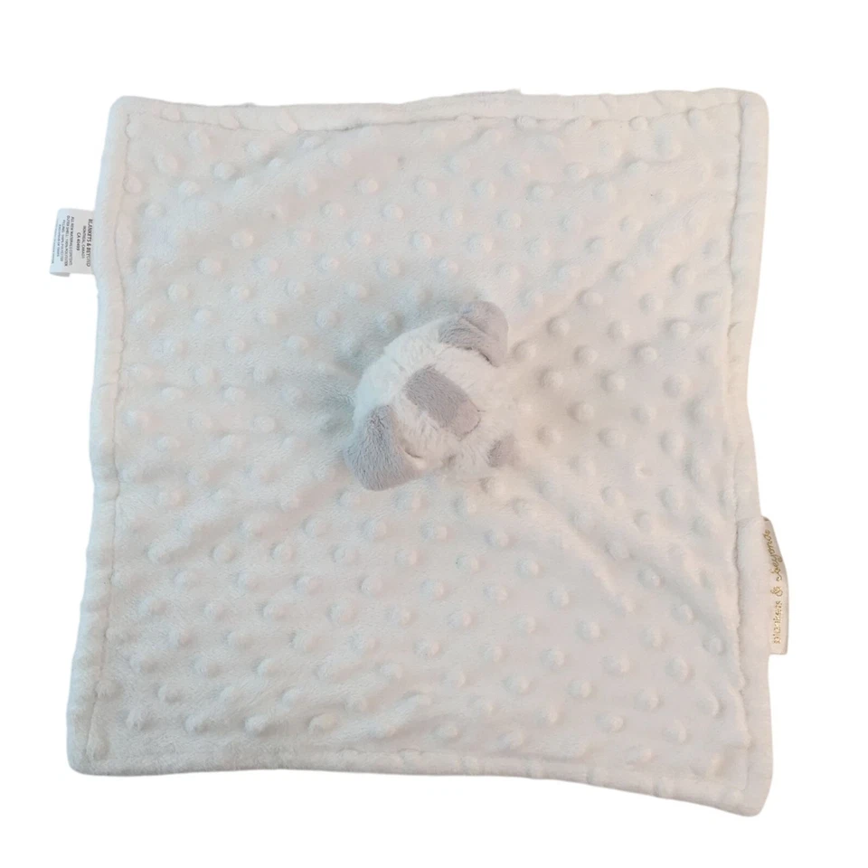 Blankets & Beyond White Gray Puppy Dog Lovey Baby Minky Dots Security Blanket - Image 3 of 4