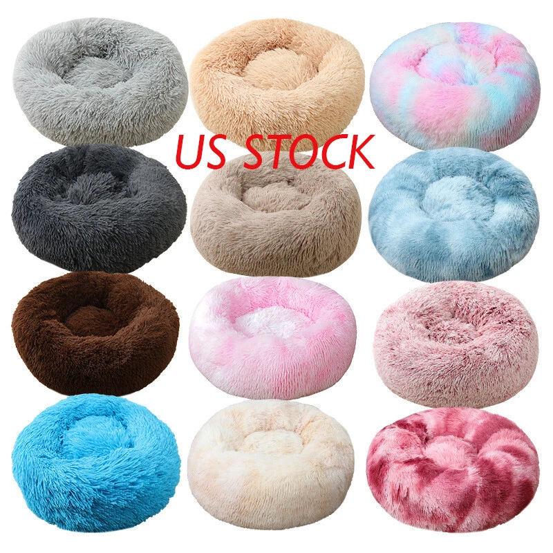 Donut Plush Pet Dog Cat Bed Fluffy Soft Warm Calming Bed Sleeping 20"~23"