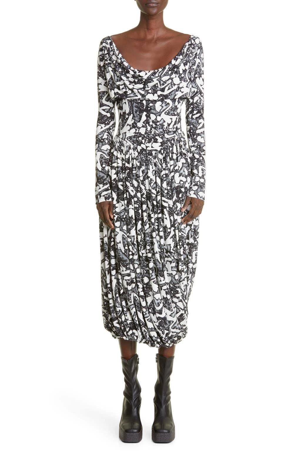 Stella McCartney — STELLA MCCARTNEY Ballerina Pleated Scoop Neck Long Sleeve Midi Dress Sz 6 $1995