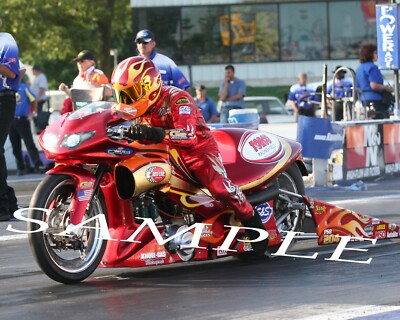 MATT SMITH TORCO RACE FUELS PRO STOCK BIKE GOING GREEN 8X10 GLOSSY PHOTO #7D