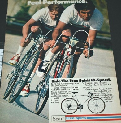 1975 Sears espíritu libre de 10 Velocidades Bici Bicicleta Carrera  superestrellas anuncio impreso De Colección | eBay