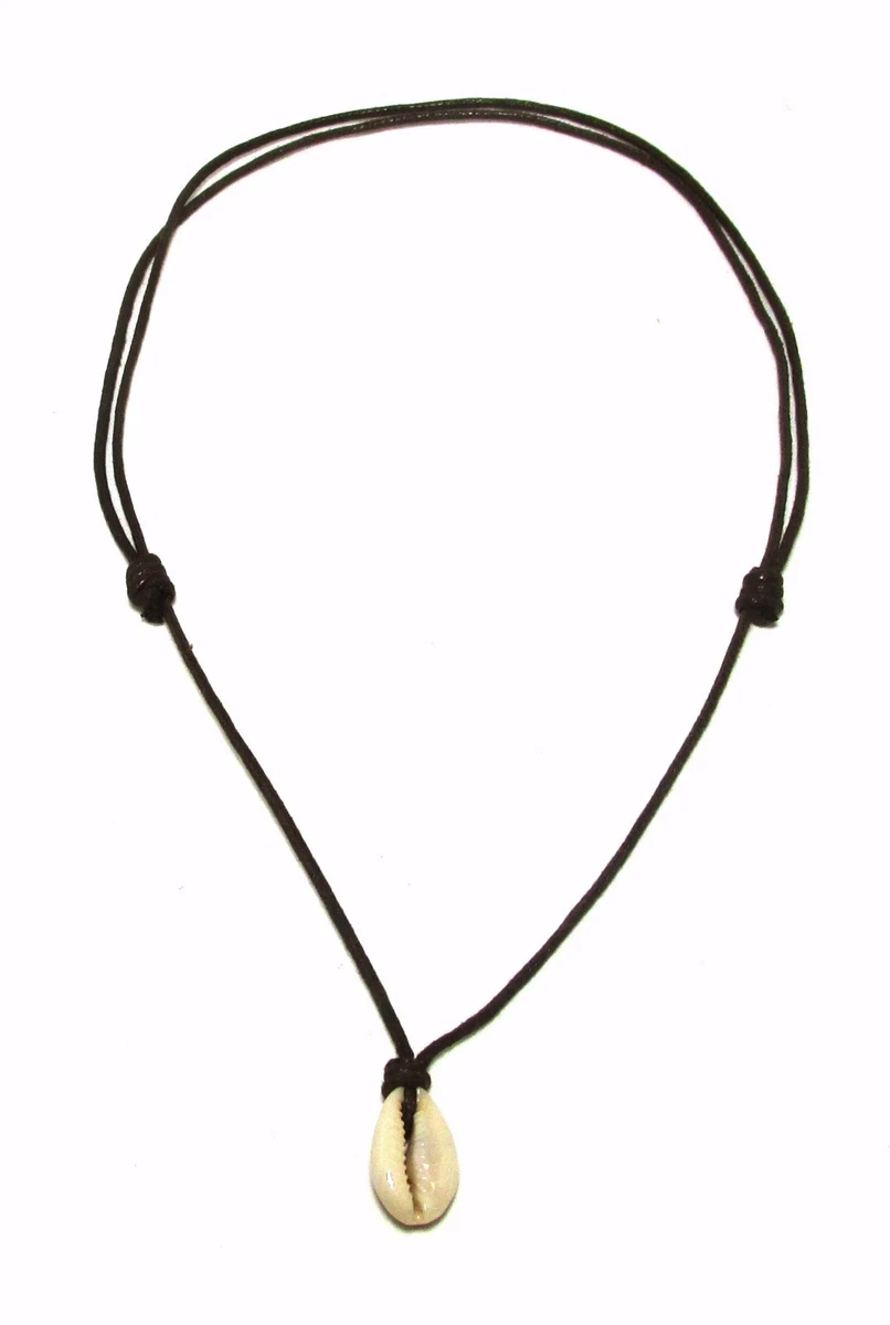 Shell necklace black string sale
