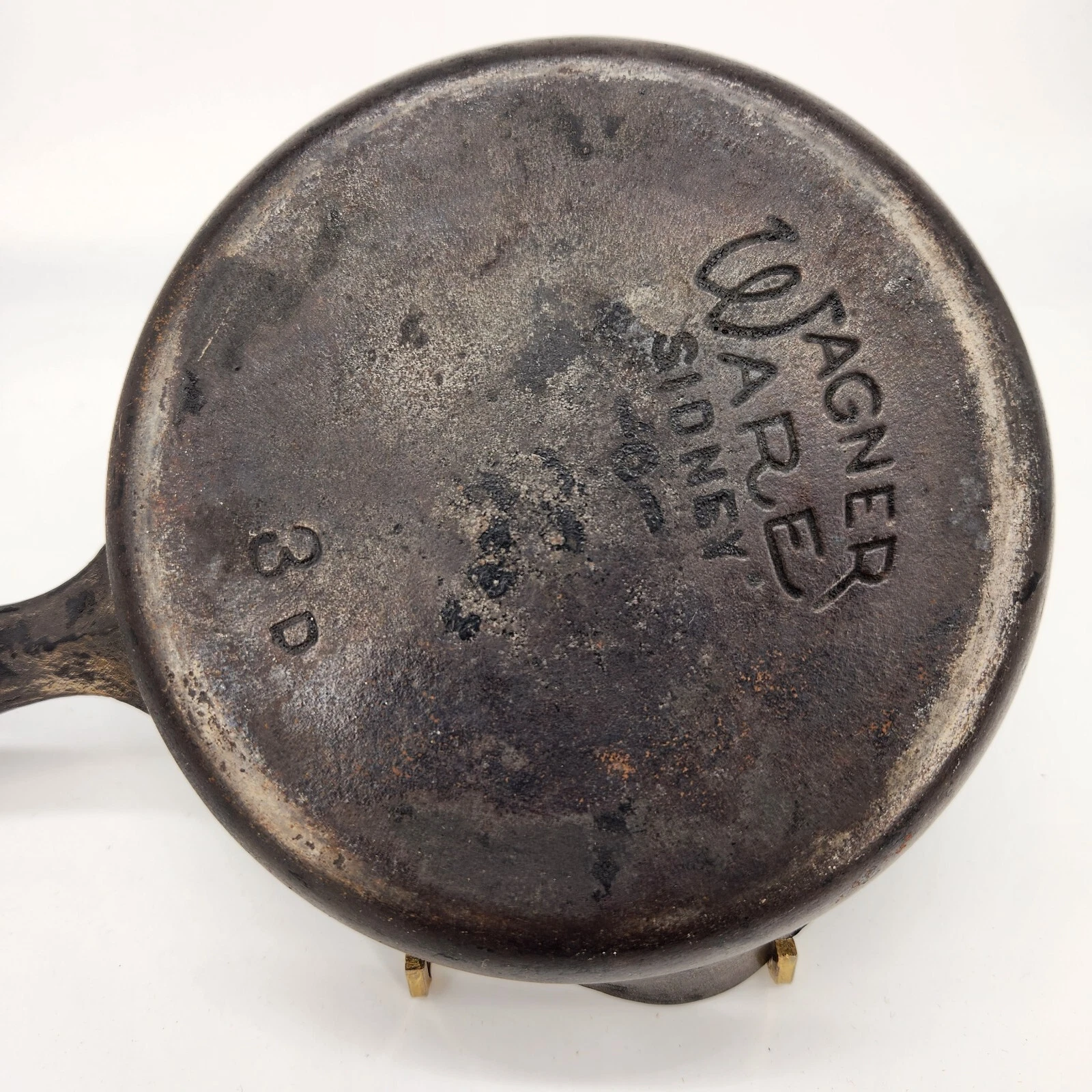 Vintage Wagner Ware Sidney-0-3D Black Handled Cast Iron Skillet 6" CAMPING OVEN