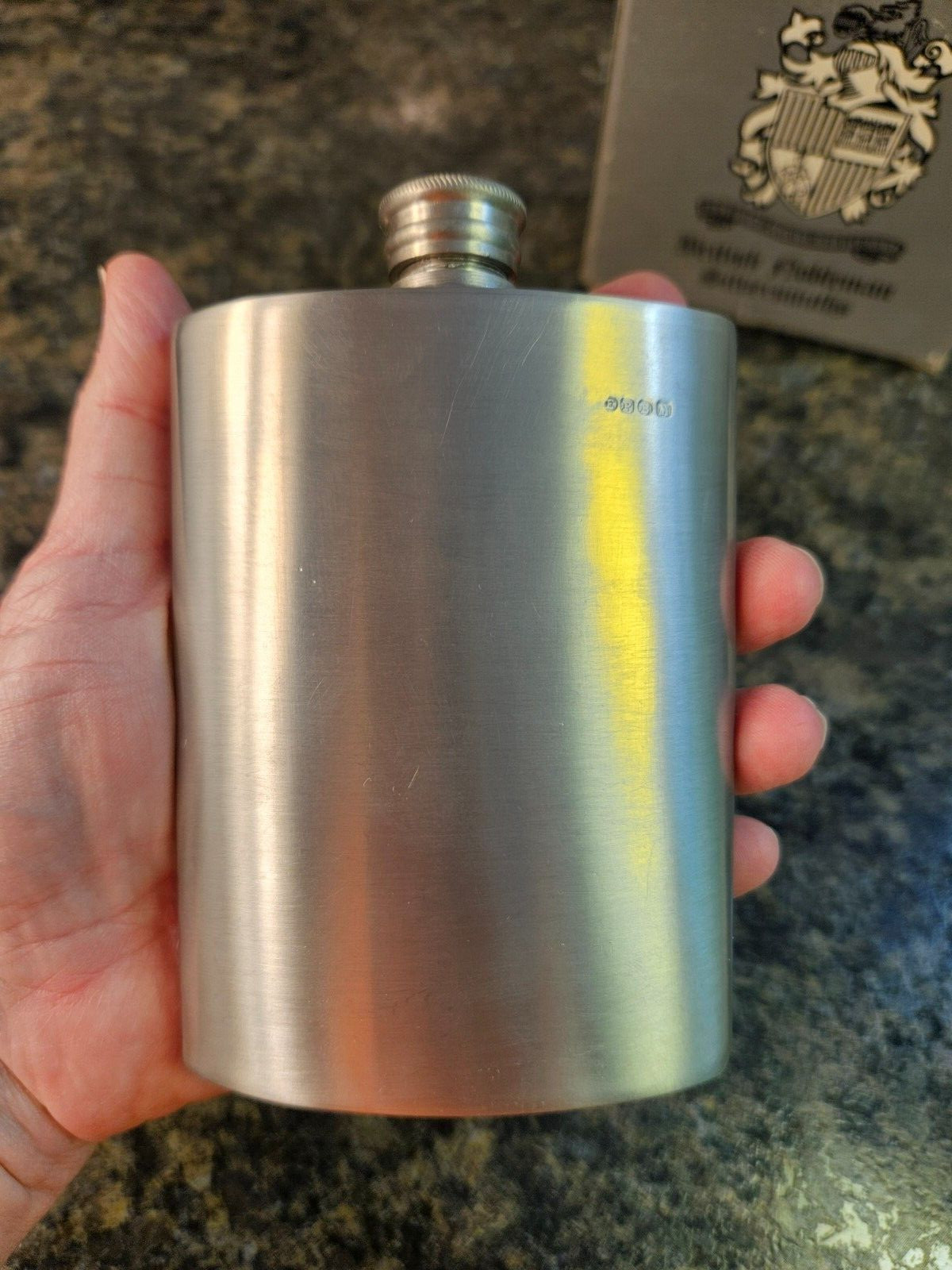 Vintage Pewter Flask British Nobleman Silversmiths Sheffield England 6 oz "EPBM" Falak Tayyeb