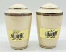 NWT LENOX TUXEDO PLATINUM SALT & PEPPER SHAKER SET, PRESIDENTIAL SHAPE