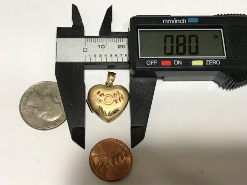 GOLD 14 locket mom mother pendant charm yellow Rose necklace diamond cut 5g .1" - Picture 4 of 12