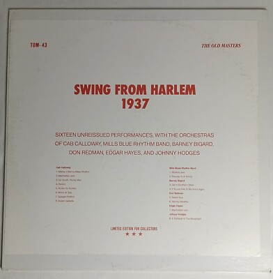 JAZZ COMPILATION LP Swing From Harlem THE OLD MASTERS TOM-43 VG+