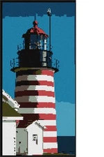 Red And White Lighthouse Needlepoint Kit or Canvas (Nautical/Ocean)