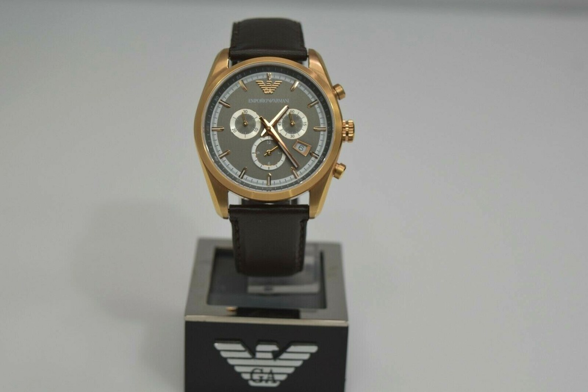 Emporio Armani Brown Leather RG SS Chronograph AR6005 Watch | eBay