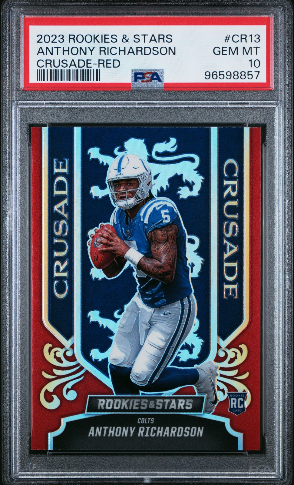 2023 Panini Rookies & Stars #CR13 Anthony Richardson Crusade Red /99 PSA 10