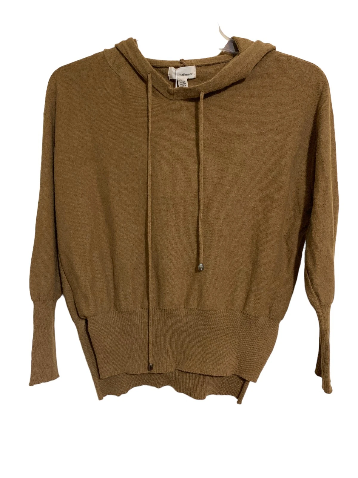 The Korner Women's Pullover Sweater Hoodie Long Sleeve Brown Size S/M NWT