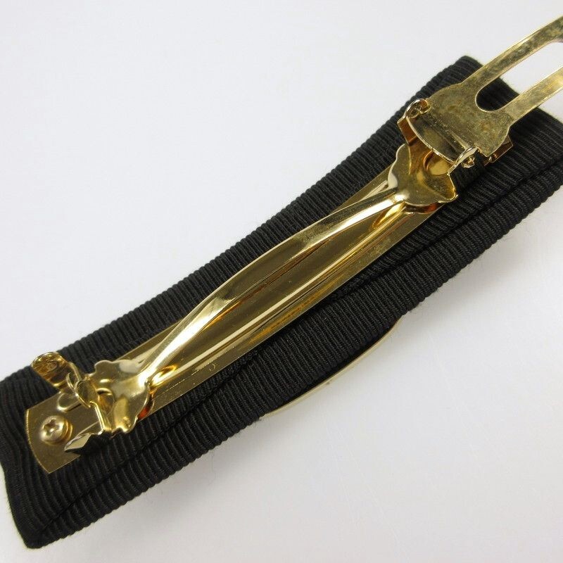 Salvatore Ferragamo Vara Barrette Hair Clip Black Gold Tone  display picture 1