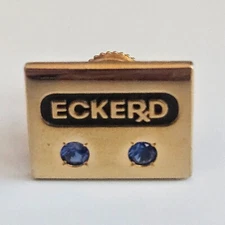 ECKERD DRUGS Service Pin 10K GF 2 Sapphire LAPEL Tharpe 1/2"