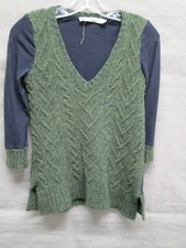 Pilcro And The Letterpress Sweater Womens Small Green Dually Clad Slit Ladies