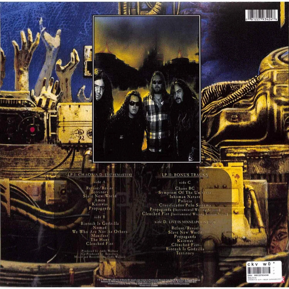 Sepultura / CHAOS A.D. (2LP) (180GR. EXPANDED EDITION) / RHINO / 8122793424 / 2 - Bild 2 von 2