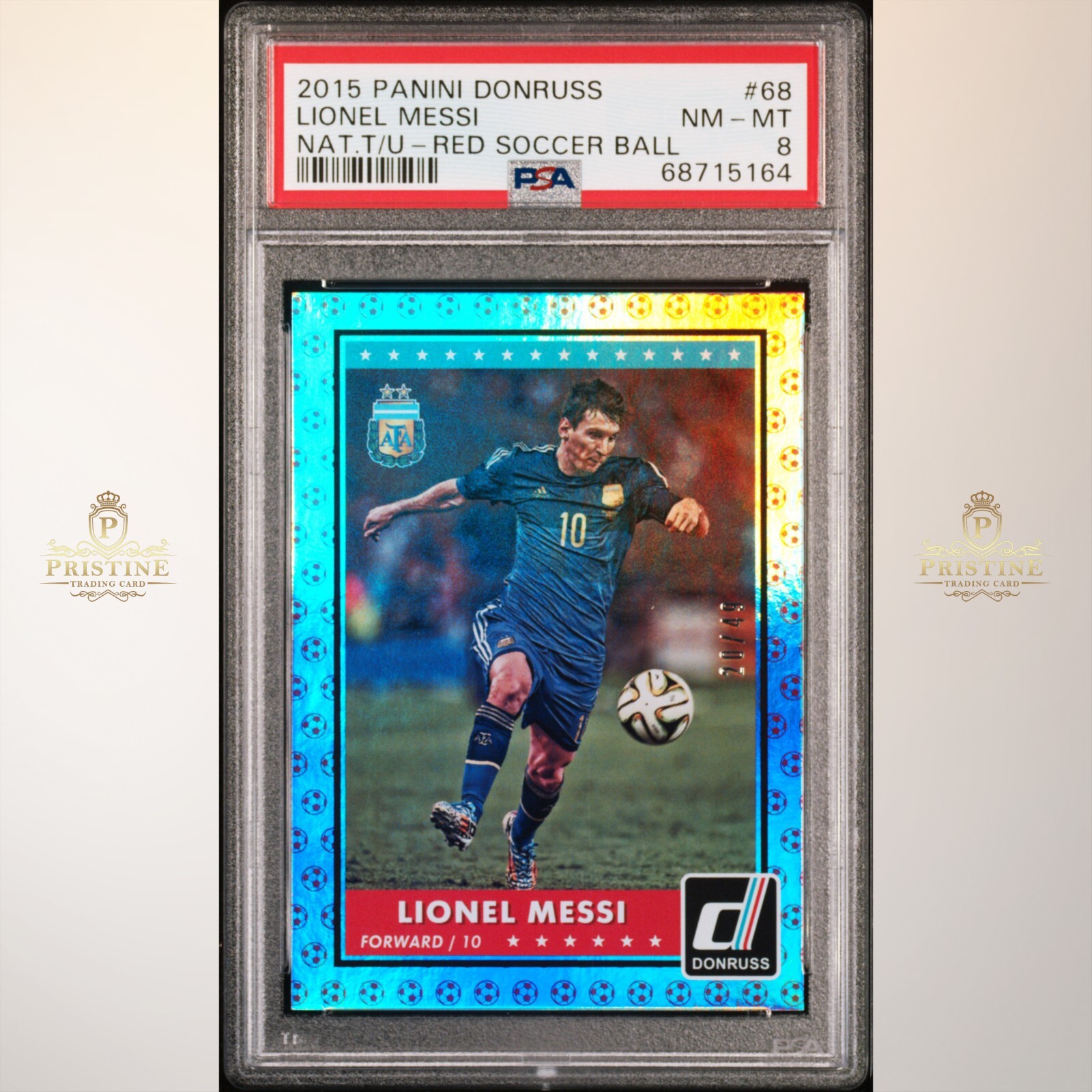 2015 Panini Donruss Red Soccer Ball Base 68 Lionel Messi /49 for